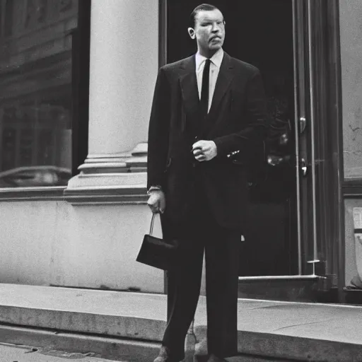 Prompt: analog medium format street photography portrait of an elegant man in new york, 1 9 6 0 s, ultra - detailed! realistic portrait featured on unsplash, photographed on colour expired film unsplash
