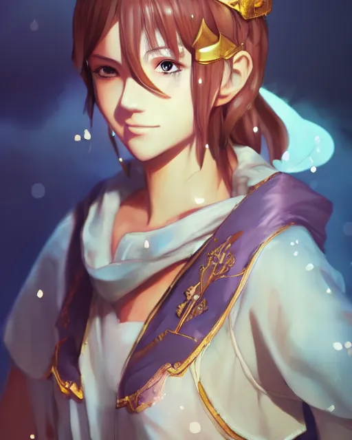 Image similar to a girl cosplaying as a king, full shot, atmospheric lighting, detailed face, one piece style, by makoto shinkai, stanley artgerm lau, wlop, rossdraws