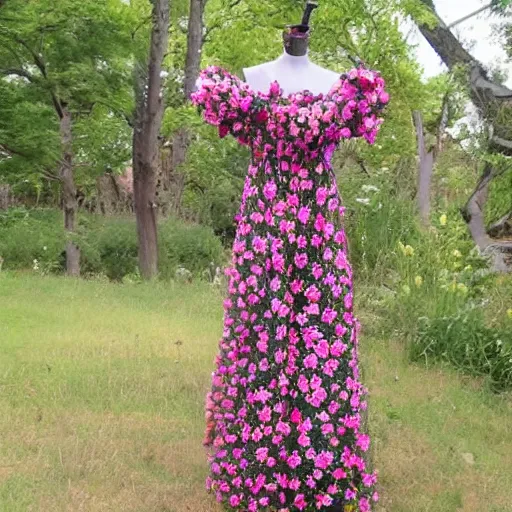 dress made out of flowers