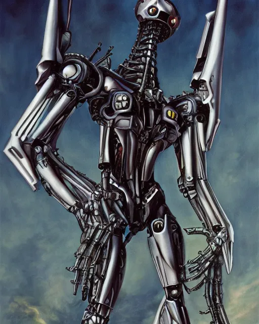 Prompt: mecha from evangelion by hr giger, by julie bell, 4 k, hyper detailed