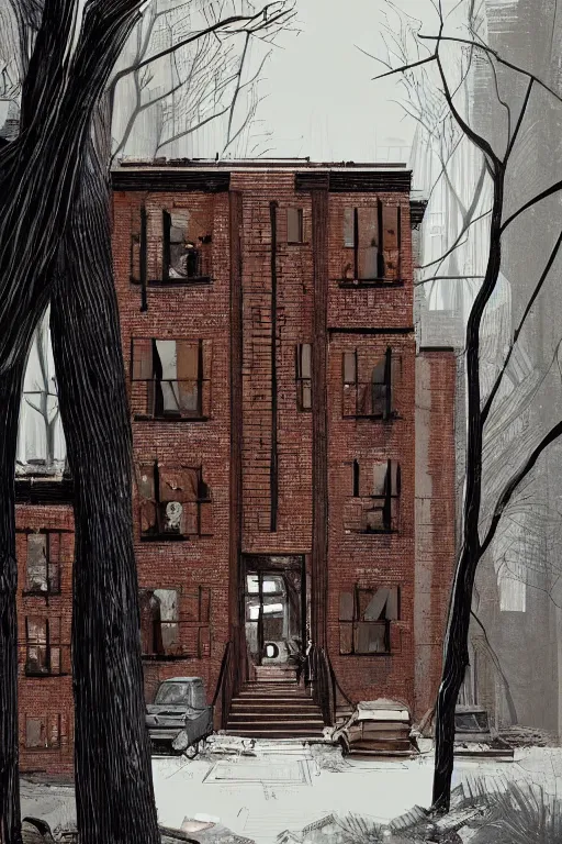 Prompt: (((((a ramshackle manhattan brick brownstone deep in the forest))))) by Sparth!!!!!!!!!!!!!!!!!!!!!!!!!!!