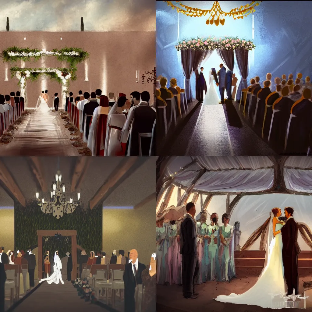 Prompt: cinematic concept art of a wedding ceremony