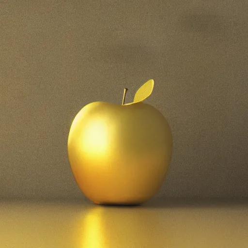 Prompt: single golden apple on a roman pillar made of marble, 4k, octane render, studio lighting