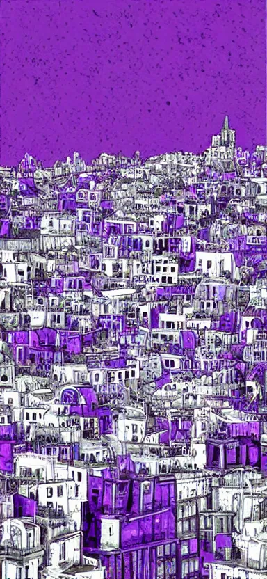 Image similar to “ white and purple city, award winning, digital art ”