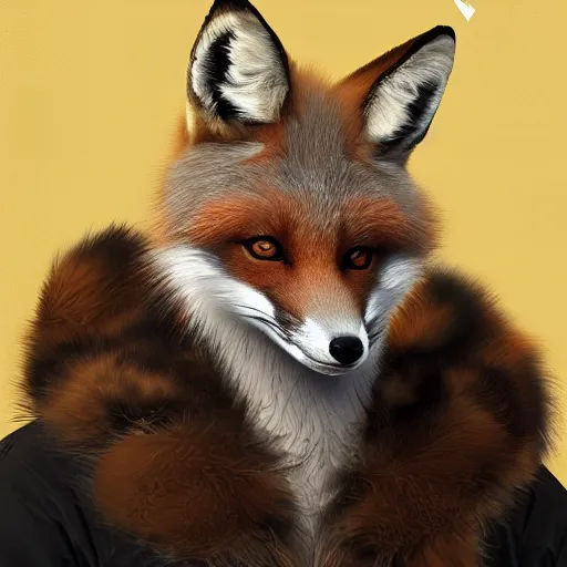 Prompt: a painting of a fox in a fur coat, a character portrait by Haukur Halldórsson, cgsociety contest winner, furry art, speedpainting, concept art, polycount