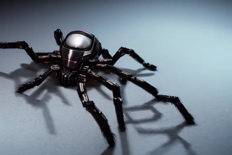 Image similar to sci fi spider bot, highly detailed, cinematic, dramatic lighting, 8 k