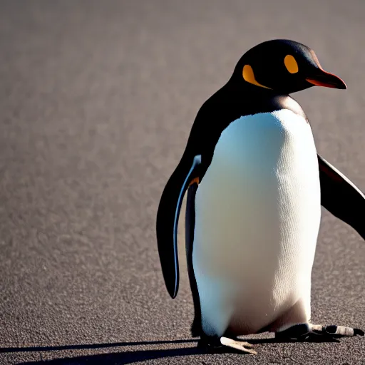 Prompt: Penguin starring menacingly into the camera, realistic, 4k Resolution, Ver Detailed,