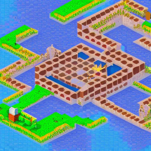 Image similar to 'isometric pixel art, soft lighting, pixel town, medieval Pixelated dragon , ultra detailed
