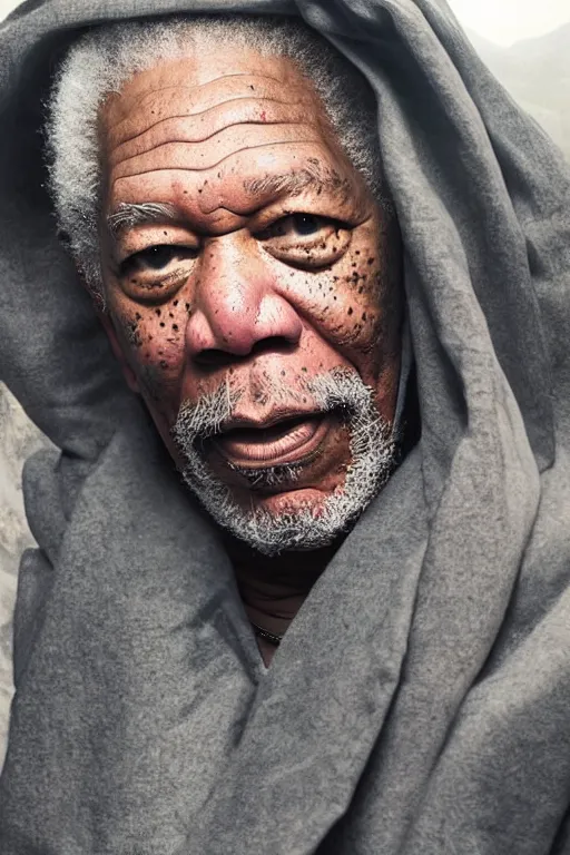 Image similar to morgan freeman as ze pilintra, 8 k, hdr, great light, by greg rutkowski and annie leibowitz