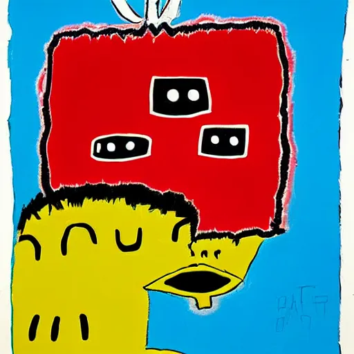 Prompt: a painting of aqua teen hunger force by basquiat