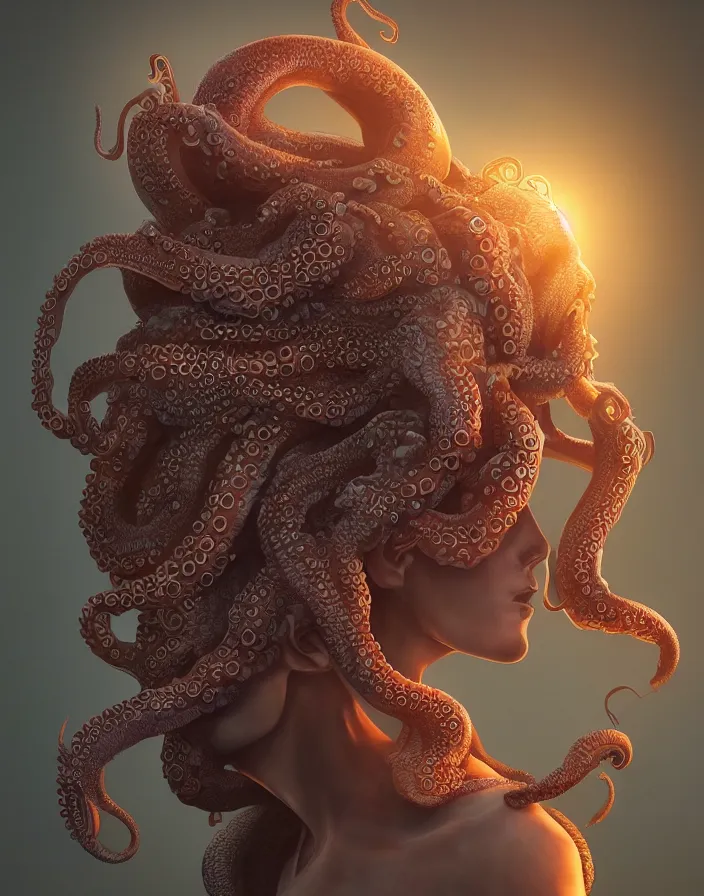 Image similar to goddess portrait. octopus phoenix head. intricate artwork by Tooth Wu and wlop and beeple and dan mumford. octane render, trending on artstation, greg rutkowski very coherent symmetrical artwork. cinematic, hyper realism, high detail, octane render, 8k, depth of field, bokeh