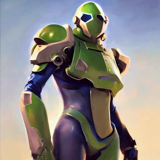 Image similar to greg manchess portrait painting of invisible armored samus aran as overwatch character, medium shot, asymmetrical, profile picture, organic painting, sunny day, matte painting, bold shapes, hard edges, street art, trending on artstation, by huang guangjian, gil elvgren, ruan jia, greg rutkowski, gaston bussiere