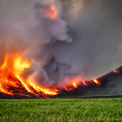 Image similar to a tornado make of flames in a field