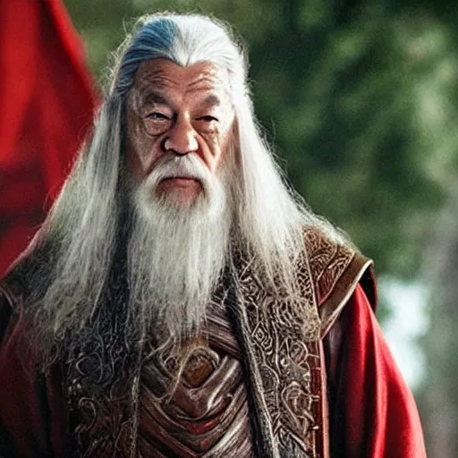 Image similar to xi jinping playing gandalf in lord of the rings movie