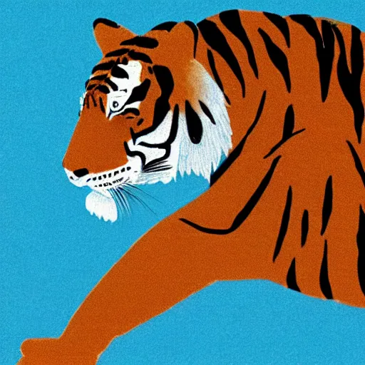 Image similar to “a cartoon of a tiger exercising”