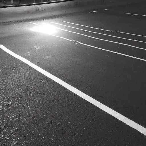 Image similar to liminal parking lot, shadow figure, at night, no cars