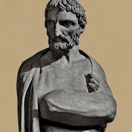 Prompt: an academic drawing of a gips statue of Seneca