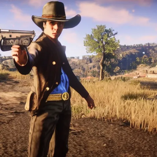 Prompt: giorno giovanna in red dead redemption 2