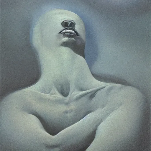 Image similar to Zdzisław Beksiński painting of Cetus, The Inexorable