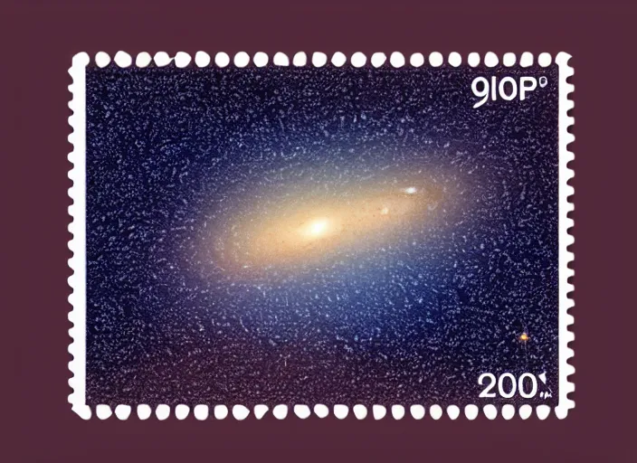 Prompt: a minimalistic isometry of milky way galaxy as a postage stamp