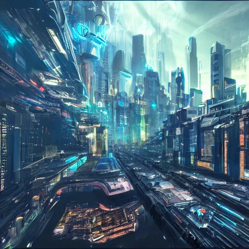 Image similar to Beautiful painting of sci-fi fututistic metropolis, Drone footage, by Yoshitaka Amano Trending on Artstation, nvidia, unreal engine