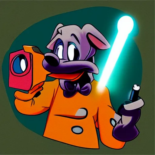 Prompt: “portrait of a cartoon animal, Disney style, pointing a laser gun at the camera”