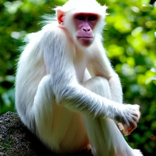 Image similar to ! dream an albino monkey sunbathing