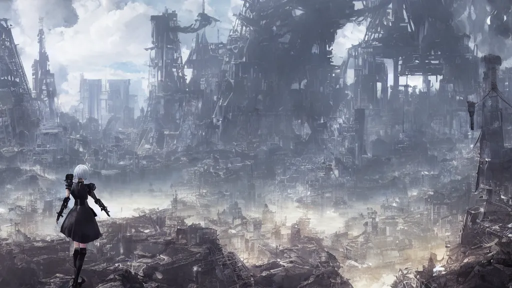 Image similar to Nier Automata landscape