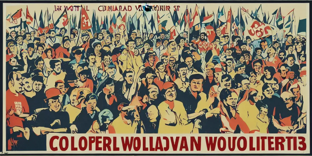 Prompt: Poster depicting International Worker Solidarity and collective action unique-H 832