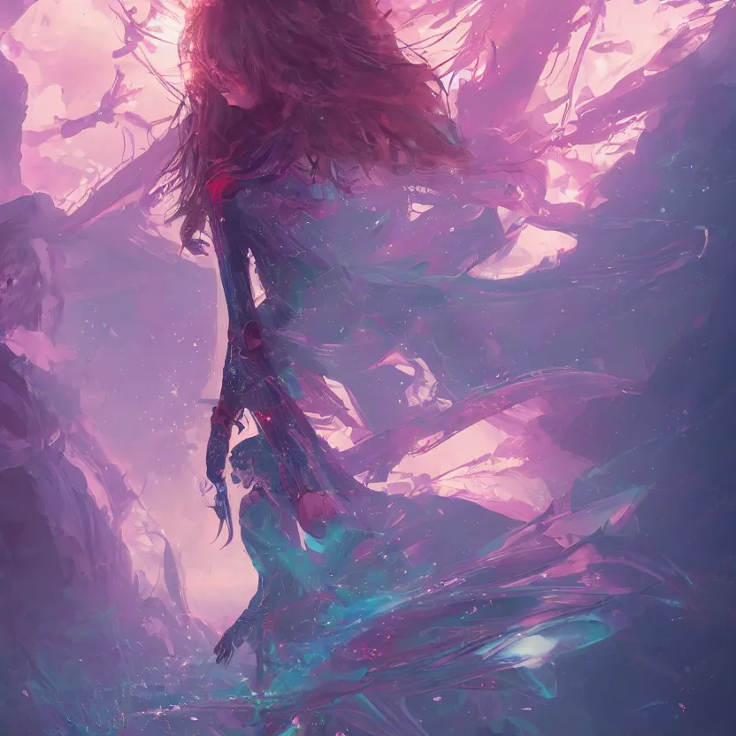 Image similar to an # illustration of a non - ordinary girl of # magic the gathering, # digital 2 d, # sci - fi, # psychedelic, # fututistic, by yoshitaka amano and alena aenami, trending on artstation, nvidia, matte painting, unreal engine