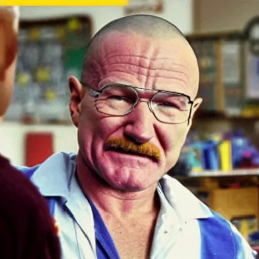 Image similar to Robin williams as walter white elementary school prequel