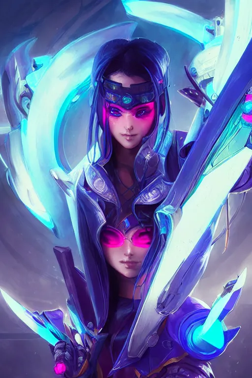 Image similar to irelia from league of legends, cyberpunk futuristic neon. blades flying around her, decorated with traditional japanese ornaments by ismail inceoglu dragan bibin hans thoma greg rutkowski alexandros pyromallis nekro rene maritte illustrated, perfect face, fine details, realistic shaded, fine - face, pretty face, masterpiece