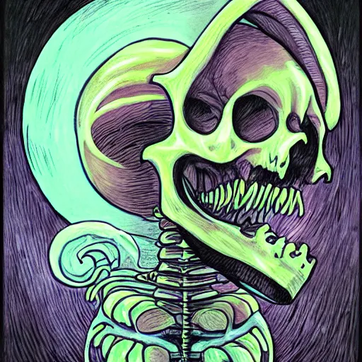 Prompt: Saturnian Lovecraftian skeletor, hyper realistic self portrait