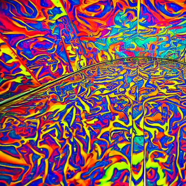 Image similar to photograph of a psychedelic elevator doors