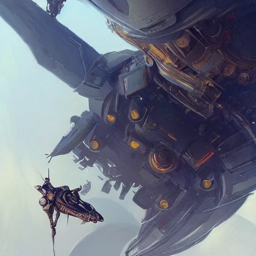 Image similar to floating pilot of a spaceship, fullbody, fantasy, intricate, elegant, highly detailed, digital painting, artstation, longspear, concept art, smooth, sharp focus, illustration, art by greg rutkowski and justin gerard