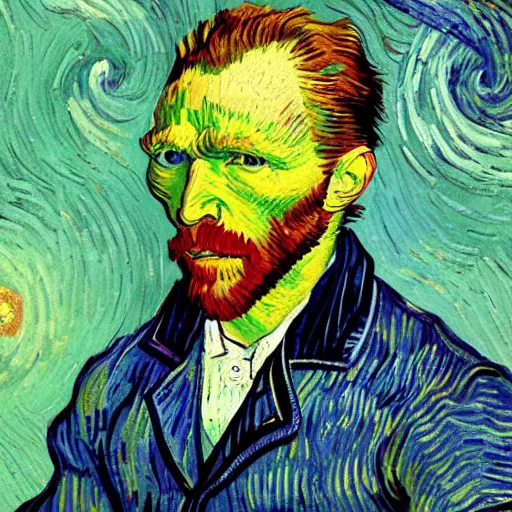 Image similar to Vincent Van Gogh style, the Mandalorian,