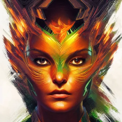 Image similar to portrait of jean grey, symmetry, hyperdetailed perfect face, green eyes, comic, phoenix rising, burning flames, intricate, detailed, volumetric lighting, scenery, digital painting, highly detailed, artstation, sharp focus, illustration, concept art, ruan jia, steve mccurry