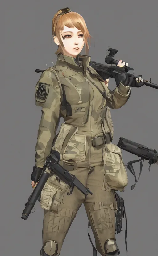 Prompt: the front of a military trading card, high details, high resolution, girls frontline style, blender 3d