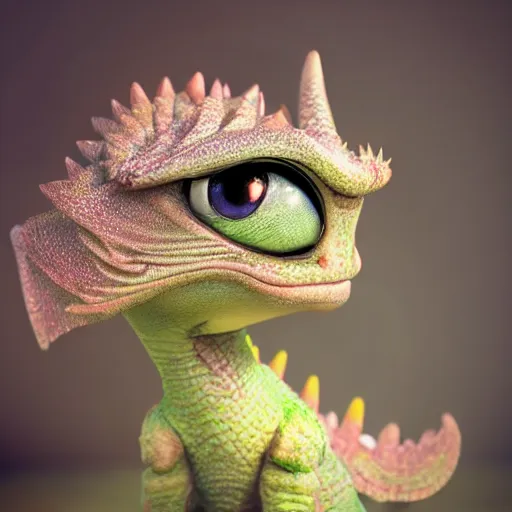 Prompt: a cute little baby dragon, portrait, pixar style, extremely realistic photo, heaven background, cinematic lighting, award winning creature portrait photography