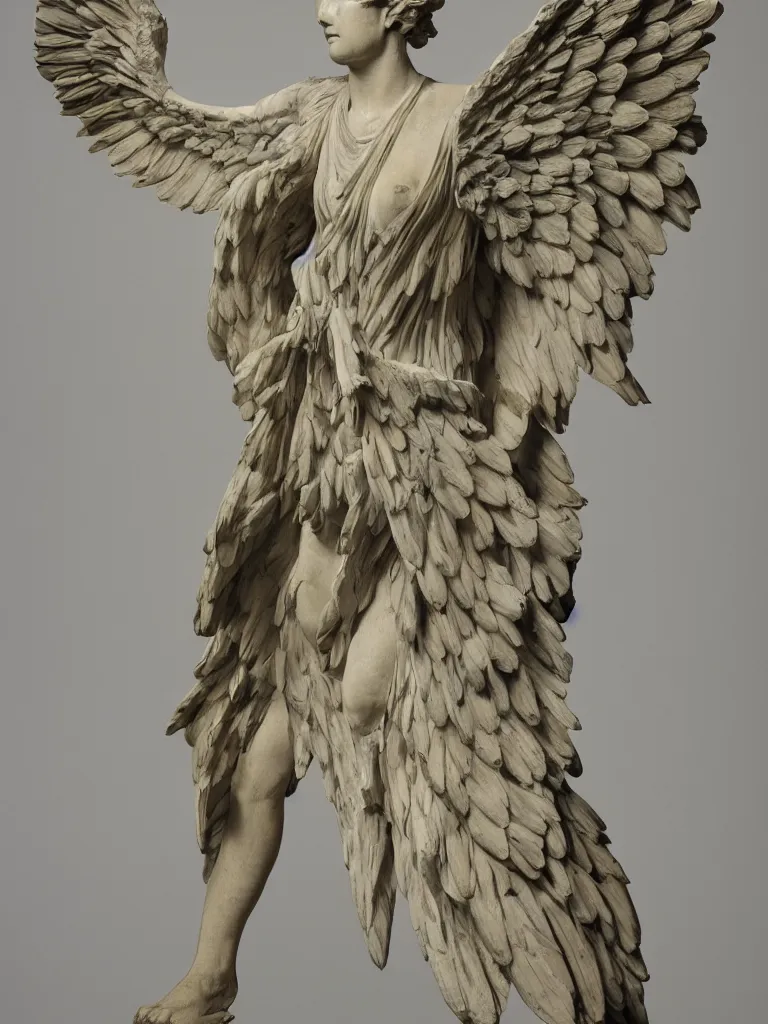 Image similar to winged victory of samothrace, japanese sculpture