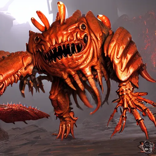 Image similar to crustacean monster from doom eternal