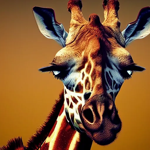 Prompt: “a Photo-real digital painting of a giraffe with wings, 8k realistic”
