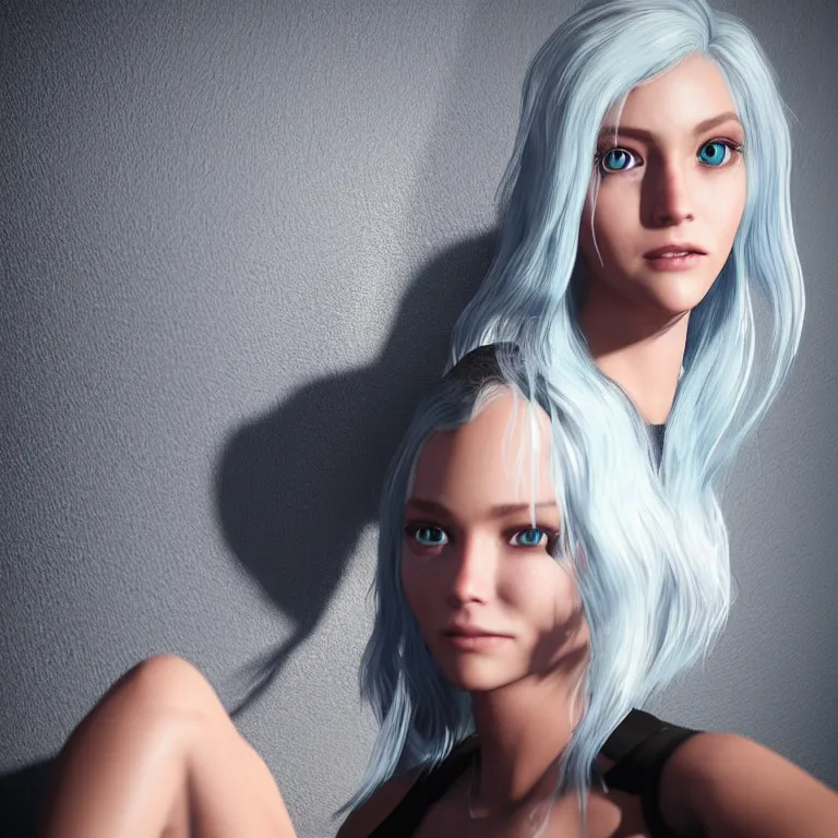 Prompt: “hyperrealistic ultra detailed unreal engine 5 RTX raytracing nvidia hairworks render of portrait of the most beutiful girl with blue eyes and white hair. Photo. Retro. Webpunk. ”