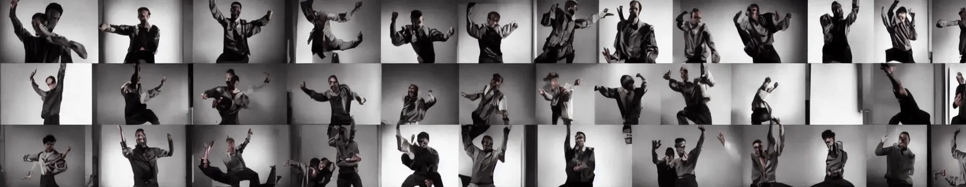 Image similar to 6 frames from a video of a man dancing