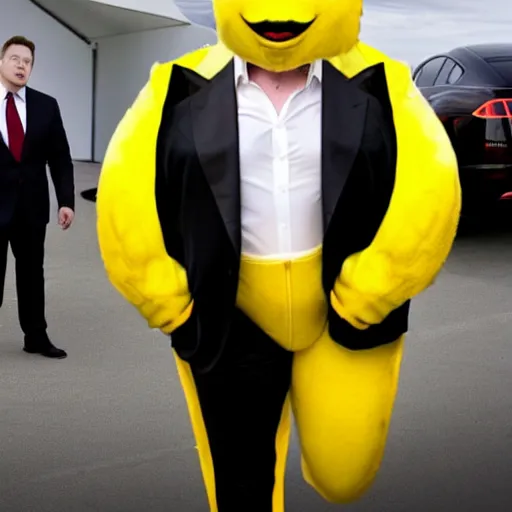 Image similar to elon musk in a banana suit