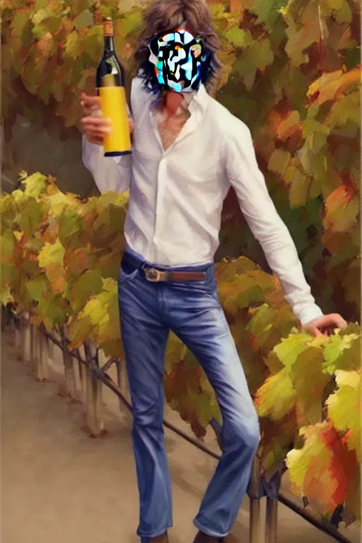 Image similar to mick jagger working in a winery, animation pixar style, by magali villeneuve, artgerm, jeremy lipkin and michael garmash, rob rey and kentaro miura style, golden ratio, trending on art station