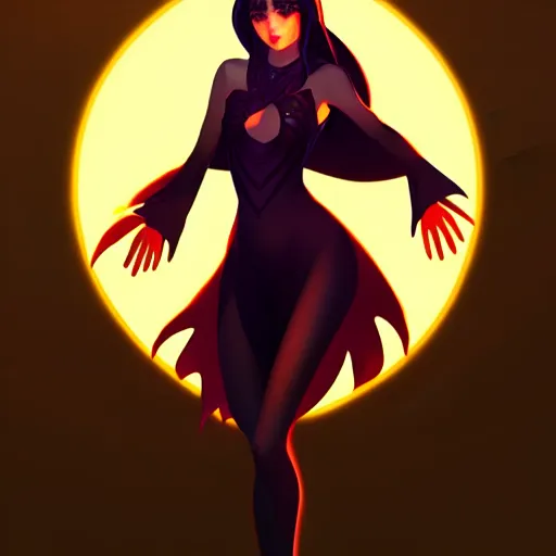 Prompt: Queen of the night in fullbody pose, zeronis style, digital painting, artstation, concept art, smooth, sharp focus, illustration, outlined art, soft light, cinematic,