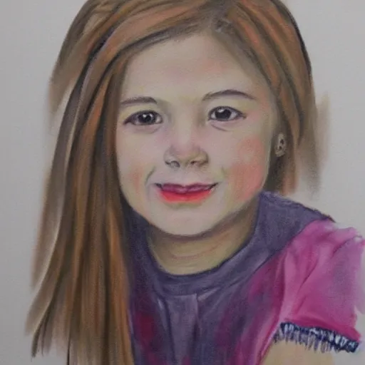 Prompt: sketch painting of a portrait of a 8 year old girl