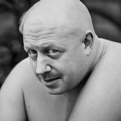 Prompt: A realistic photo of a bald Boris Johnson, bald, bald, rose tattoo, m.zuiko 75mm, f 1.8, 1/400, RAW, unedited, 8K, high quality,