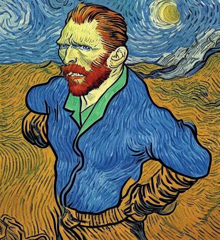 Image similar to vincent van gogh as a marvel superhero